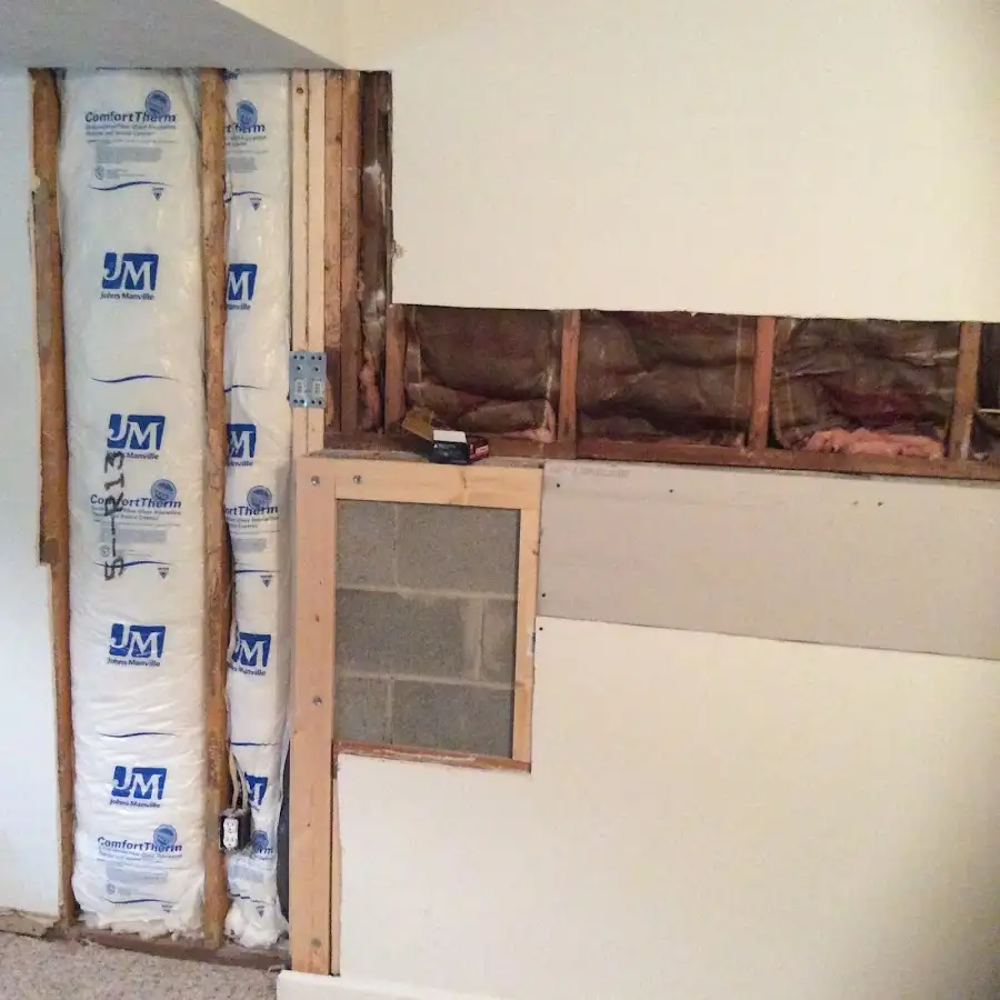 Wall insulation replacement during Basement Flood Cleanup in Manhattan